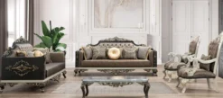 Casa Padrino Luxus Barock Wohnzimmer Set - 2 Sofas & 2 Sessel & 1 Couchtisch - Handgefertigte Wohnzimmer Möbel im Barockstil - Edel & Prunkvoll
