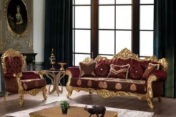 Casa Padrino Luxus Barock Wohnzimmer Sessel Bordeauxrot / Gold - Prunkvoller Sessel mit elegantem Muster - Handgefertigte Barock Wohnzimmer Möbel