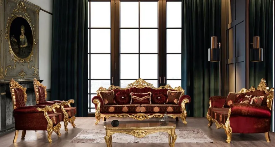 Casa Padrino Luxus Barock Wohnzimmer Sessel Bordeauxrot / Gold - Prunkvoller Sessel mit elegantem Muster - Handgefertigte Barock Wohnzimmer Möbel