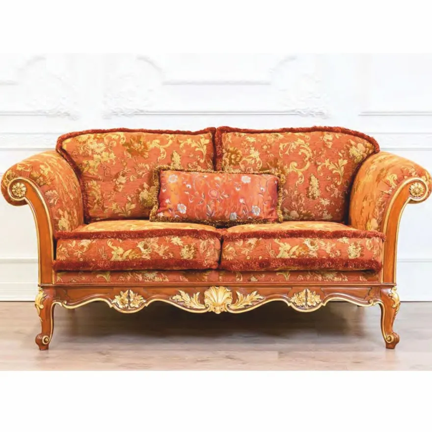 Casa Padrino Luxus Barock Wohnzimmer Sofa Braun / Gold 195 cm - Made in Italy