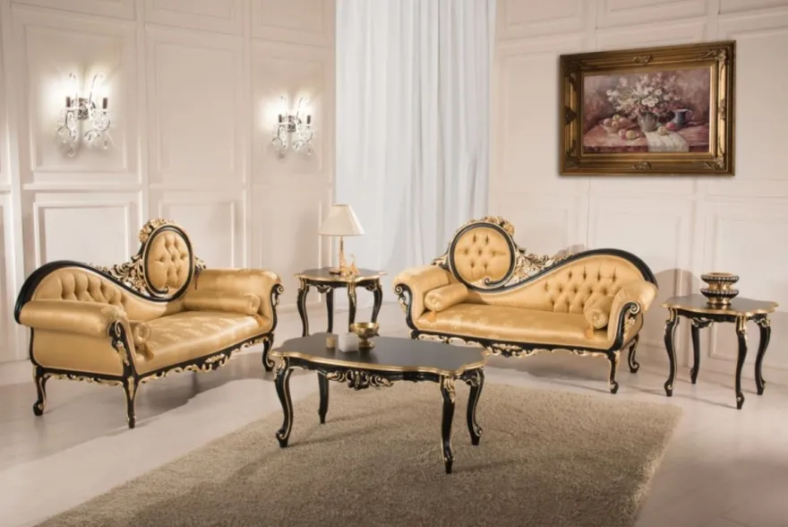 Casa Padrino Luxus Barock Wohnzimmer Sofa Gold / Schwarz 170 x 70 x H. 100 cm - Wohnzimmer Möbel im Barockstil - Edel & Prunkvoll