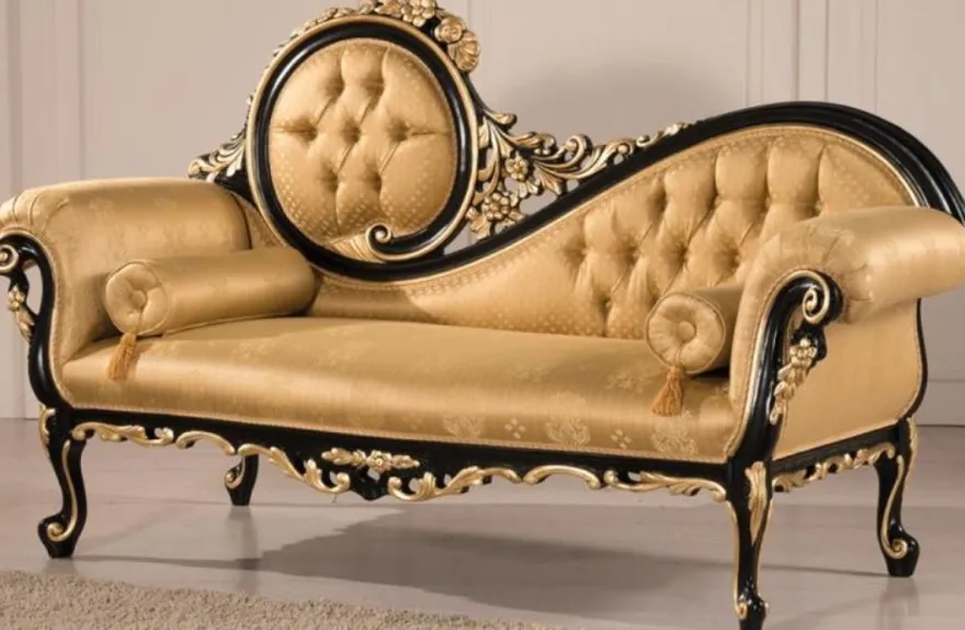 Casa Padrino Luxus Barock Wohnzimmer Sofa Gold / Schwarz 170 x 70 x H. 100 cm - Wohnzimmer Möbel im Barockstil - Edel & Prunkvoll