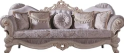 Casa Padrino Luxus Barock Wohnzimmer Sofa mit Glitzersteinen und dekorativen Kissen Flieder / Creme / Beige 230 x 85 x H. 110 cm - Edel & Prunkvoll
