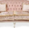 Casa Padrino Luxus Barock Wohnzimmer Sofa Rosa / Cremeweiß - Handgefertigtes Barockstil Sofa - Prunkvolle Luxus Wohnzimmer Möbel im Barockstil - Barock Möbel