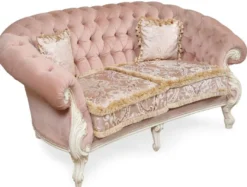 Casa Padrino Luxus Barock Wohnzimmer Sofa Rosa / Cremeweiß - Handgefertigtes Barockstil Sofa - Prunkvolle Luxus Wohnzimmer Möbel im Barockstil - Barock Möbel