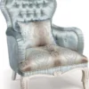 Casa Padrino Luxus Barock Wohnzimmer Sessel mit dekorativem Kissen Türkis / Creme / Bronze 72 x 76 x H. 110 cm - Wohnzimmermöbel im Barockstil