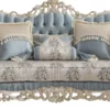 Casa Padrino Luxus Barock Wohnzimmer Sofa mit dekorativen Kissen Hellblau / Creme / Weiß / Gold 240 x 90 x H. 120 cm - Edle Barock Wohnzimmer Möbel