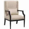 Casa Padrino Luxus Barock Wohnzimmer Sessel Beige / Schwarz H. 115 cm - Barock Möbel