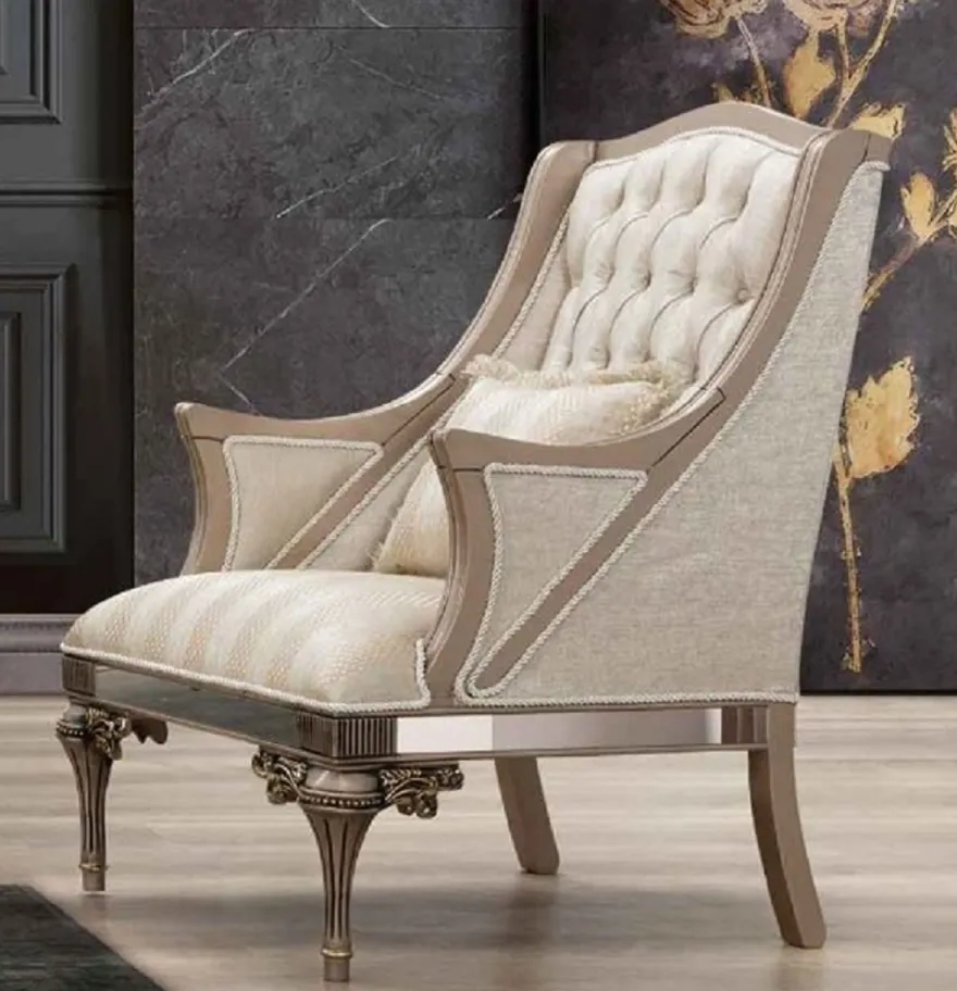 Casa Padrino Luxus Barock Wohnzimmer Set - 2 Sofas & 2 Sessel & 1 Couchtisch - Handgefertigte Wohnzimmer & Hotel Möbel im Barockstil - Edel & Prunkvoll
