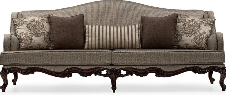 Casa Padrino Luxus Barock Wohnzimmer Set Silber / Braun - 2 Sofas & 2 Sessel & 1 Couchtisch & 2 Beistelltische - Handgefertigte Wohnzimmer Möbel im Barockstil - Edel & Prunkvoll