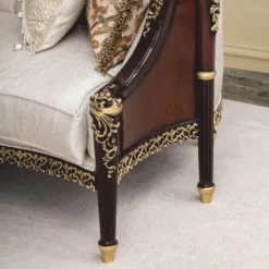 Casa Padrino Luxus Barock Wohnzimmer Set Naturfarben / Dunkelbraun / Gold - Barock Möbel