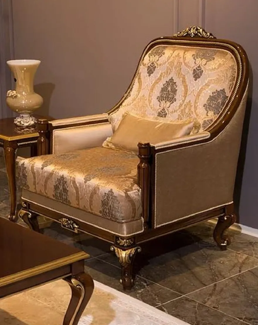 Casa Padrino Luxus Barock Wohnzimmer Set Grau / Braun / Gold - 2 Barock Sofas & 2 Barock Sessel & 1 Barock Couchtisch - Wohnzimmer Möbel im Barockstil - Barock Möbel - Barock Einrichtung