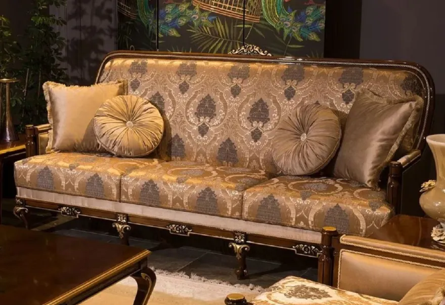 Casa Padrino Luxus Barock Wohnzimmer Set Grau / Braun / Gold - 2 Barock Sofas & 2 Barock Sessel & 1 Barock Couchtisch - Wohnzimmer Möbel im Barockstil - Barock Möbel - Barock Einrichtung
