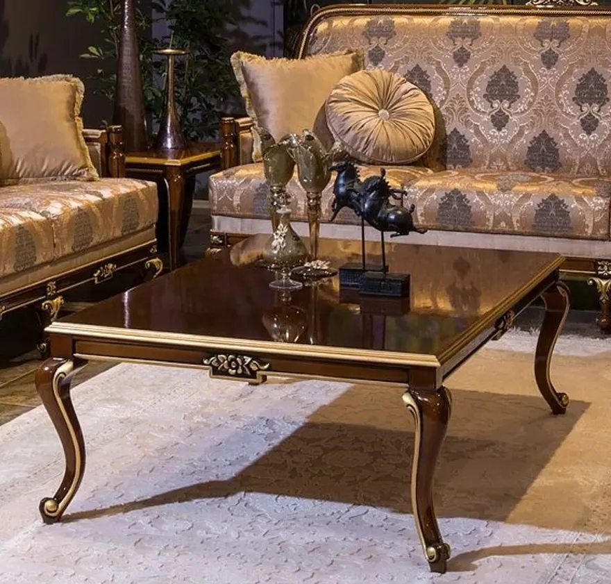 Casa Padrino Luxus Barock Wohnzimmer Set Grau / Braun / Gold - 2 Barock Sofas & 2 Barock Sessel & 1 Barock Couchtisch - Wohnzimmer Möbel im Barockstil - Barock Möbel - Barock Einrichtung