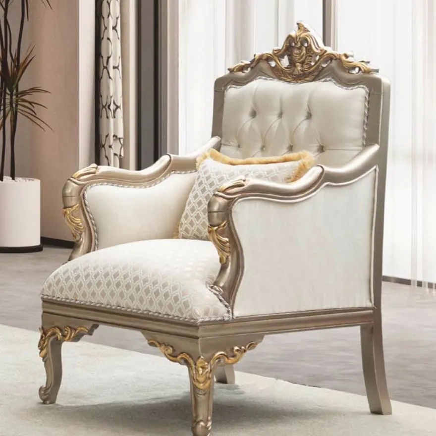 Casa Padrino Luxus Barock Wohnzimmer Set Creme / Grau / Gold - Barock Möbel