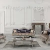 Casa Padrino Luxus Barock Wohnzimmer Set Lila / Beige / Silber / Gold - 2 Sofas & 2 Sessel & 1 Couchtisch - Wohnzimmer Möbel im Barockstil - Edel & Prunkvoll