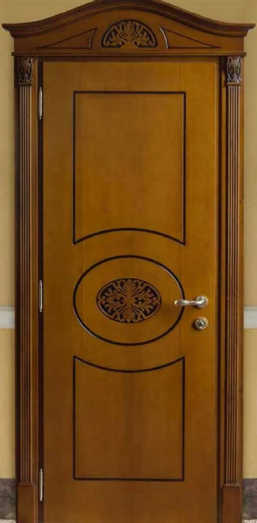 Casa Padrino Luxus Barock Wohnungstür Braun - Prunkvolle Massivholz Tür mit Rahmen - Luxus Möbel im Barockstil - Hotel Möbel - Barock Möbel - Luxus Qualität - Made in Italy