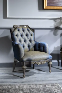 Casa Padrino Luxus Barock Wohnzimmer & Esszimmer Set Blau / Schwarz / Gold - Barockmöbel