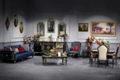 Casa Padrino Luxus Barock Wohnzimmer & Esszimmer Set Blau / Schwarz / Gold - Barockmöbel