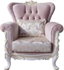 Casa Padrino Luxus Barock Wohnzimmer Set Rosa / Silber / Weiß / Gold - 2 Sofas & 2 Sessel & 1 Couchtisch - Edle Wohnzimmer Möbel im Barockstil