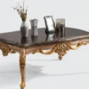 Casa Padrino Luxus Barock Wohnzimmer Set Blau / Silber / Gold - 2 Sofas & 2 Sessel & 1 Couchtisch - Handgefertigte Wohnzimmer Möbel im Barockstil - Edel & Prunkvoll
