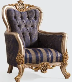 Casa Padrino Luxus Barock Wohnzimmer Set Blau / Silber / Gold - 2 Sofas & 2 Sessel & 1 Couchtisch - Handgefertigte Wohnzimmer Möbel im Barockstil - Edel & Prunkvoll