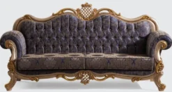 Casa Padrino Luxus Barock Wohnzimmer Set Blau / Silber / Gold - 2 Sofas & 2 Sessel & 1 Couchtisch - Handgefertigte Wohnzimmer Möbel im Barockstil - Edel & Prunkvoll