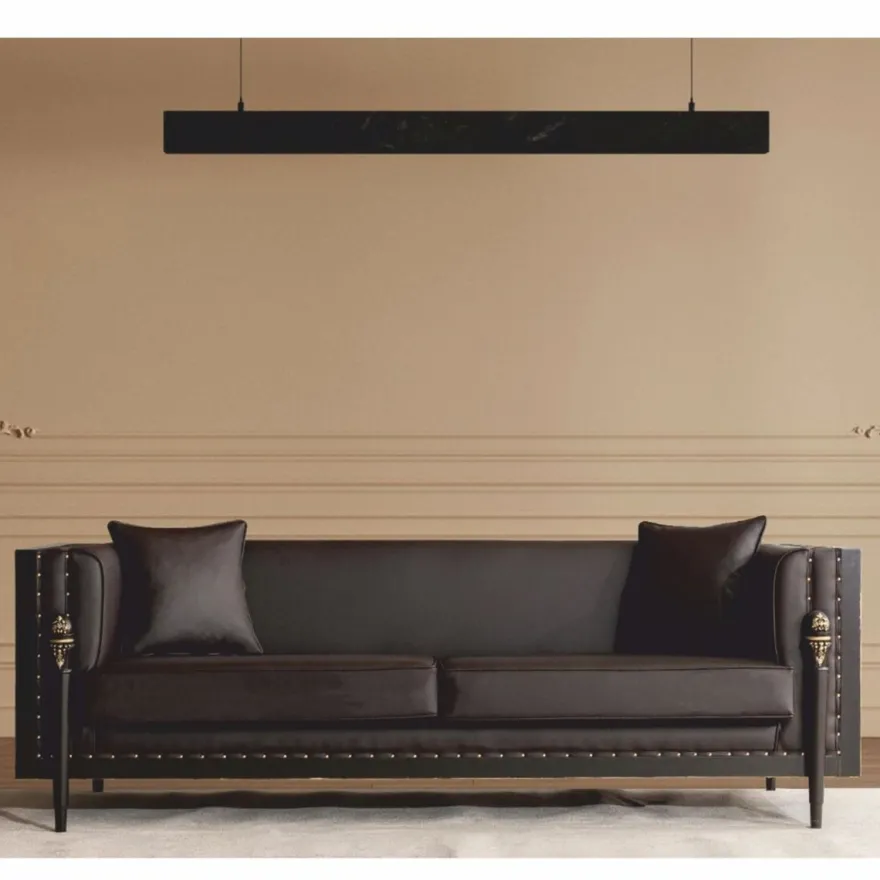 Casa Padrino Luxus Barock Wohnzimmer Set Dunkelbraun / Gold - Barockstil Möbel