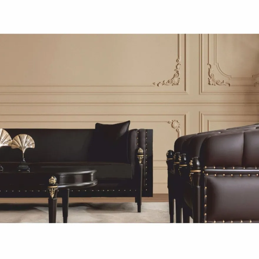Casa Padrino Luxus Barock Wohnzimmer Set Dunkelbraun / Gold - Barockstil Möbel