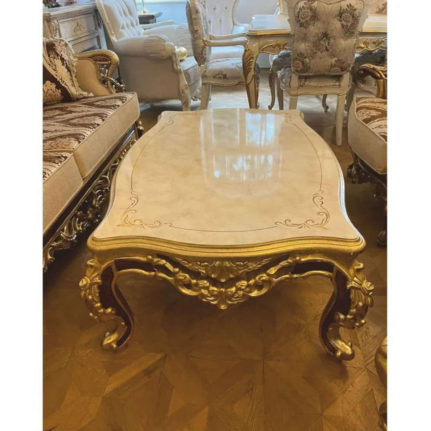 Casa Padrino Luxus Barock Wohnzimmer Set Beige / Braun / Gold - Barockstil Möbel