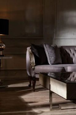 Casa Padrino Luxus Barock Wohnzimmer Sofa Lila / Silber / Dunkelbraun - Prunkvolle Barock Wohnzimmer & Hotel Möbel