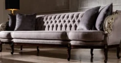 Casa Padrino Luxus Barock Wohnzimmer Sofa Lila / Silber / Dunkelbraun - Prunkvolle Barock Wohnzimmer & Hotel Möbel