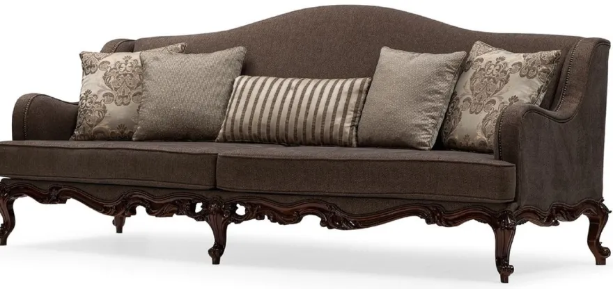 Casa Padrino Luxus Barock Wohnzimmer Sofa Grau / Braun - Handgefertigtes Barockstil Sofa mit dekorativen Kissen - Luxus Wohnzimmer Möbel im Barockstil - Barock Möbel - Edel & Prunkvoll