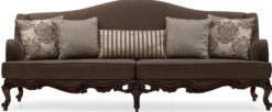 Casa Padrino Luxus Barock Wohnzimmer Sofa Grau / Braun - Handgefertigtes Barockstil Sofa mit dekorativen Kissen - Luxus Wohnzimmer Möbel im Barockstil - Barock Möbel - Edel & Prunkvoll