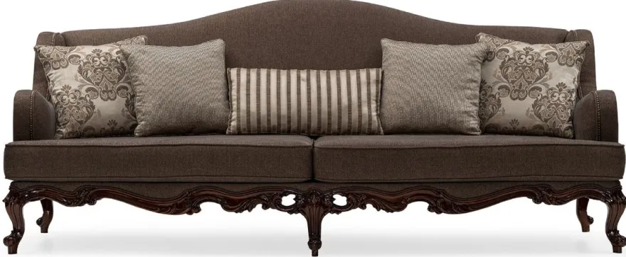 Casa Padrino Luxus Barock Wohnzimmer Sofa Grau / Braun - Handgefertigtes Barockstil Sofa mit dekorativen Kissen - Luxus Wohnzimmer Möbel im Barockstil - Barock Möbel - Edel & Prunkvoll