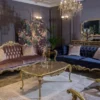 Casa Padrino Luxus Barock Wohnzimmer Sessel mit dekorativem Kissen Fliederfarben / Gold 79 x 73 x H. 110 cm - Prunkvolle Barock Möbel