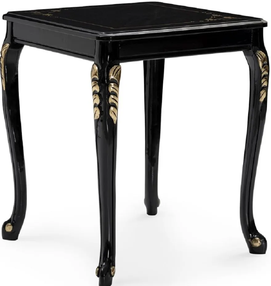 Casa Padrino Luxus Barock Wohnzimmer Set Creme / Schwarz / Gold - 2 Sofas & 2 Sessel & 1 Couchtisch & 2 Beistelltische - Handgefertigte Wohnzimmer Möbel im Barockstil - Edel & Prunkvoll