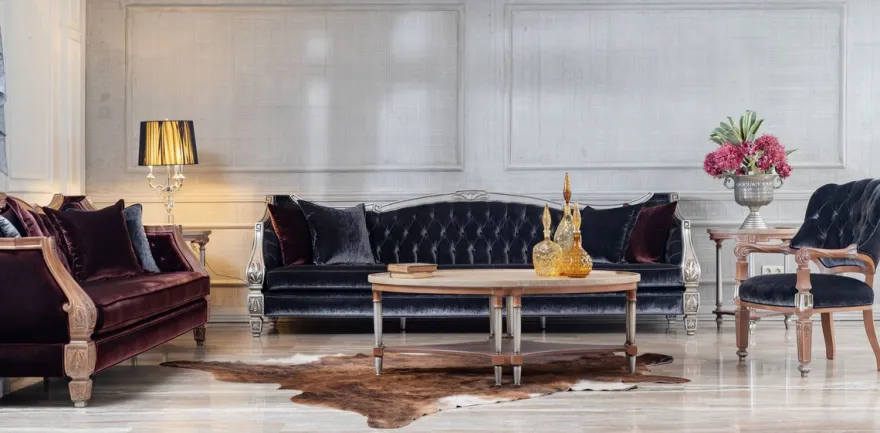 Casa Padrino Luxus Barock Wohnzimmer Sofa Lila / Silber - Prunkvolle Barock Wohnzimmer & Hotel Möbel