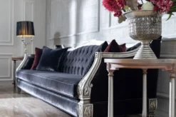 Casa Padrino Luxus Barock Wohnzimmer Sofa Lila / Silber - Prunkvolle Barock Wohnzimmer & Hotel Möbel