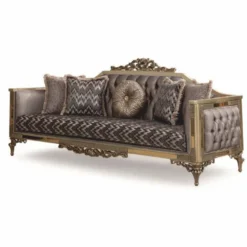 Casa Padrino Luxus Barock Wohnzimmer Sofa Grau / Gold 230 cm - Barock Möbel