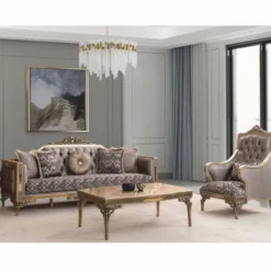 Casa Padrino Luxus Barock Wohnzimmer Sofa Grau / Gold 230 cm - Barock Möbel