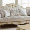 Casa Padrino Luxus Barock Wohnzimmer Set Weiß / Braun / Mehrfarbig / Creme / Gold - 2 Barock Sofas & 2 Barock Sessel & 1 Barock Couchtisch - Luxus Wohnzimmer Möbel im Barockstil - Barock Möbel