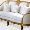 Casa Padrino Luxus Barock Wohnzimmer Sofa Weiß / Gold - Edles Handgefertigtes Antik Stil Sofa - Barock Wohnzimmer Möbel
