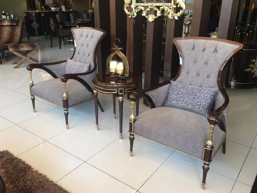 Casa Padrino Luxus Barock Wohnzimmer Sessel Grau / Braun / Silber 77 x 87 x H. 108 cm - Edle Wohnzimmer Möbel im Barockstil