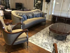 Casa Padrino Luxus Barock Wohnzimmer Sessel Grau / Braun / Silber 77 x 87 x H. 108 cm - Edle Wohnzimmer Möbel im Barockstil