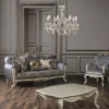 Casa Padrino Luxus Barock Wohnzimmertisch Creme / Gold 110 x 85 x H. 45 cm - Edler Massivholz Couchtisch im Barockstil - Barock Wohnzimmermöbel