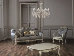 Casa Padrino Luxus Barock Wohnzimmertisch Creme / Gold 110 x 85 x H. 45 cm - Edler Massivholz Couchtisch im Barockstil - Barock Wohnzimmermöbel