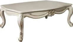 Casa Padrino Luxus Barock Wohnzimmertisch Creme / Gold 110 x 85 x H. 45 cm - Edler Massivholz Couchtisch im Barockstil - Barock Wohnzimmermöbel