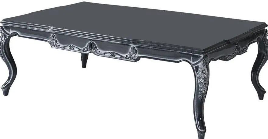 Casa Padrino Luxus Barock Wohnzimmer Set Grau / Blau / Grau - 2 Sofas & 2 Sessel & 1 Couchtisch - Prunkvolle Wohnzimmer Möbel im Barockstil