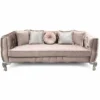 Casa Padrino Luxus Barock Wohnzimmer Sofa Rosa / Silber 235 cm - Prunkvolles Barockstil Sofa mit Kissen - Barock Wohnzimmer Möbel